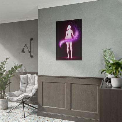 Magic Aura Poster — Pink Silhouette Fantasy Wall Art (Rolled Poster) Printify
