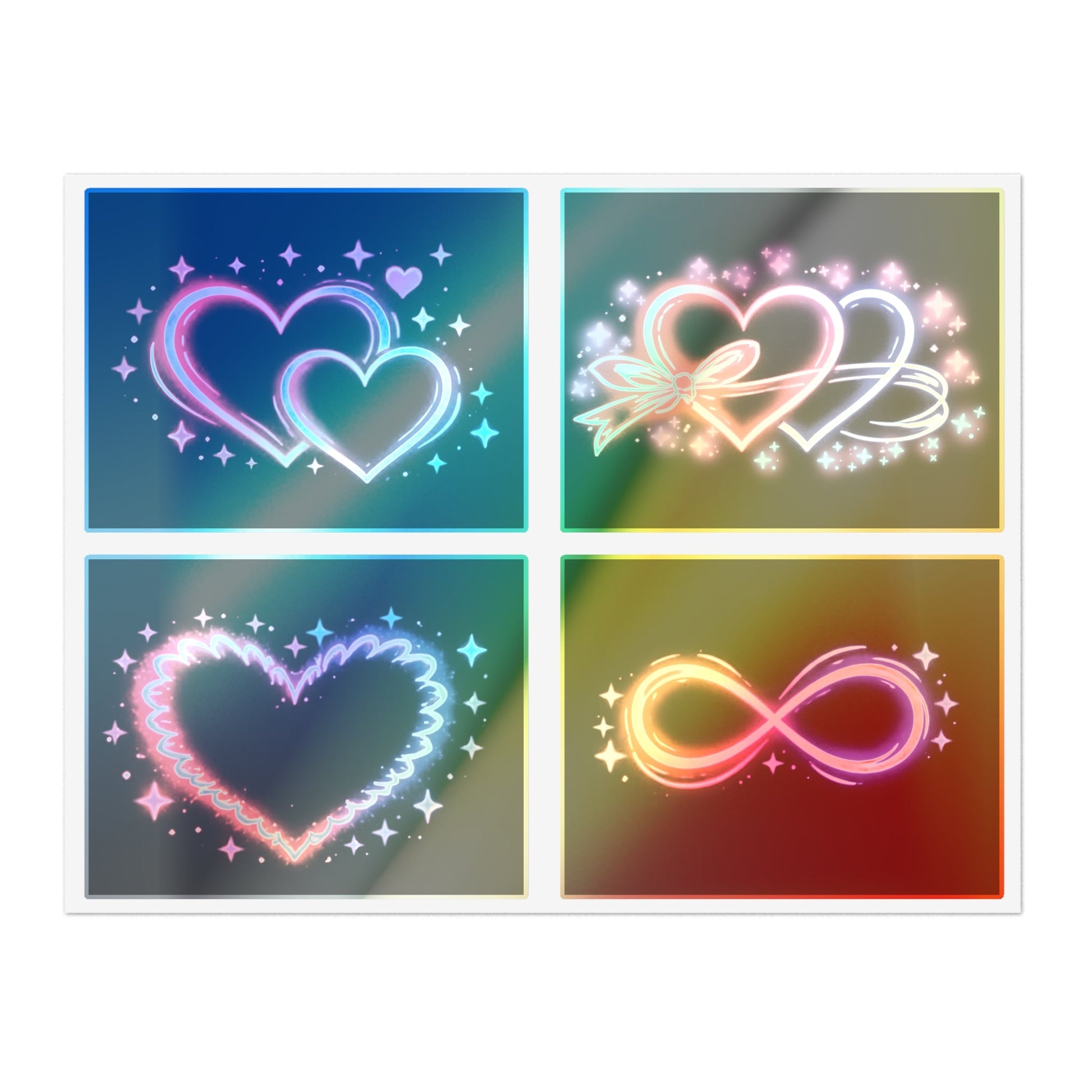 Neon Hearts Sticker Sheet Printify
