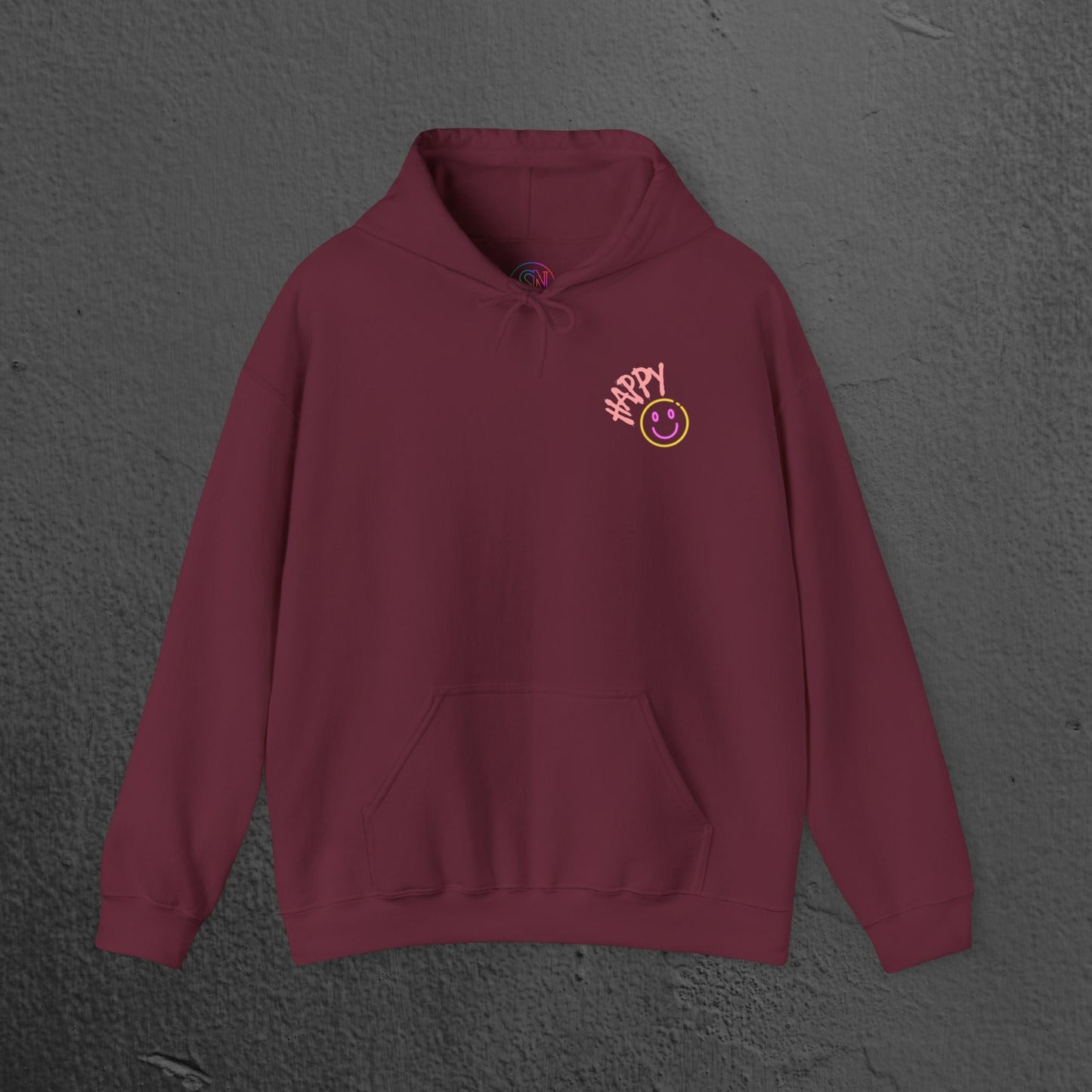 Neon Smiley Face Collage Hoodie Printify