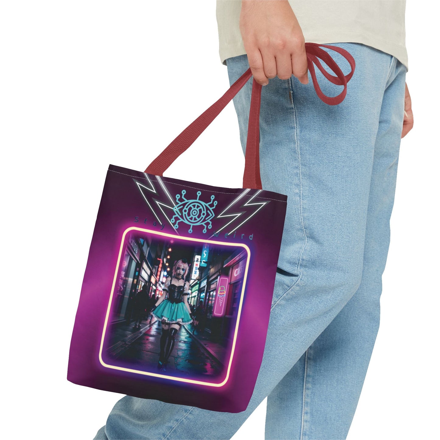 Neon Cyberpunk Girl Tote Bag Printify