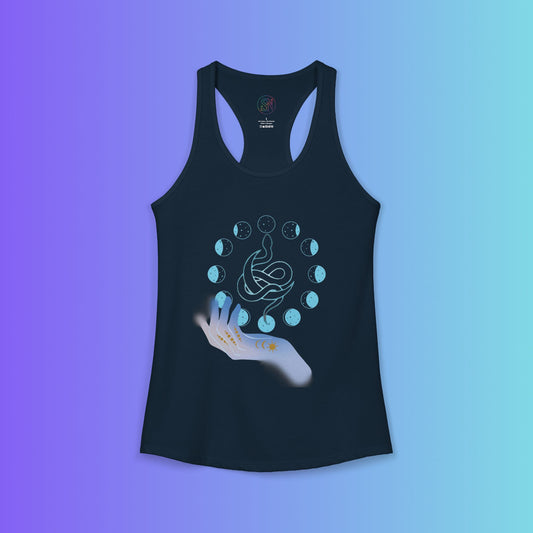 Mystical Celestial Snake and Moon Racerback Tank