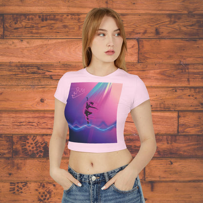 Neon Aerialist Dancer Crop Tee | Pink Purple Vaporwave Printify