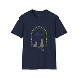 Cosmic Guardian T-Shirt — Mystical Cat Moon Phase Tee