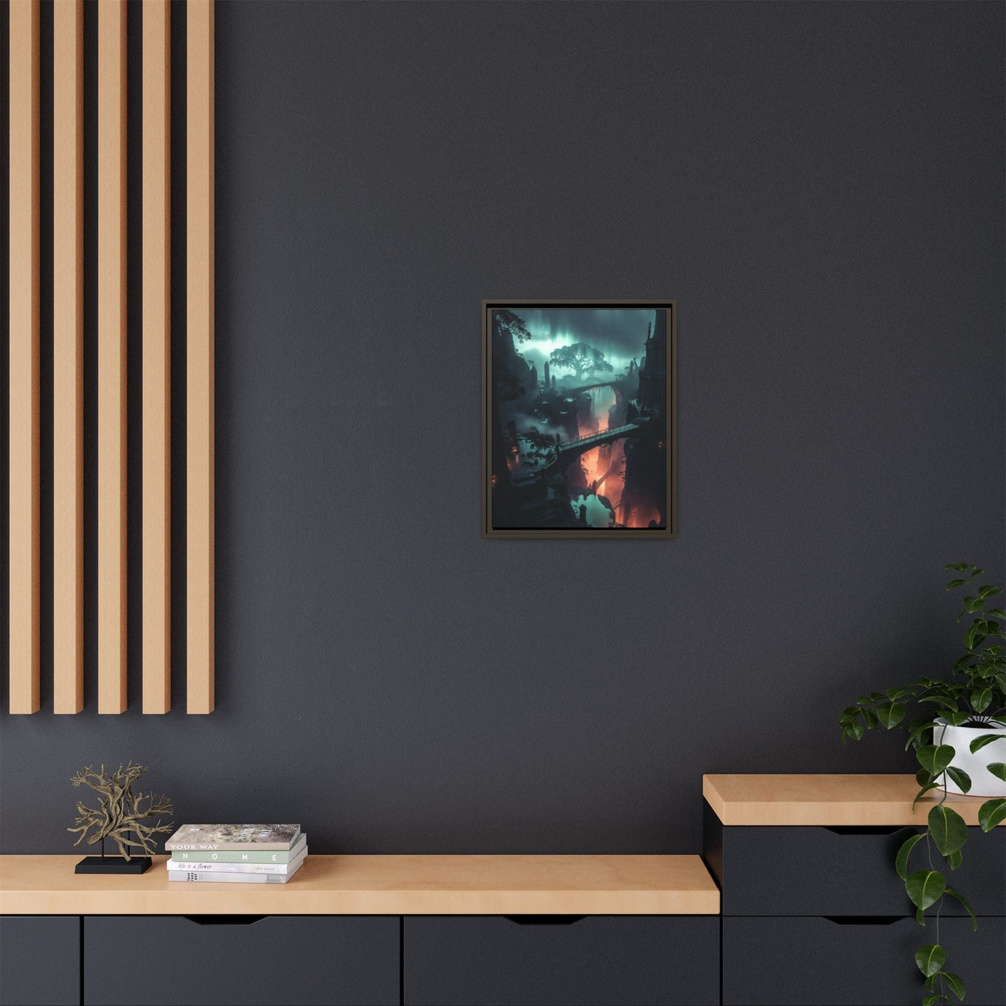 Mysterious Fantasy Canyon Matte Canvas Framed | Landscape Wall Art Printify