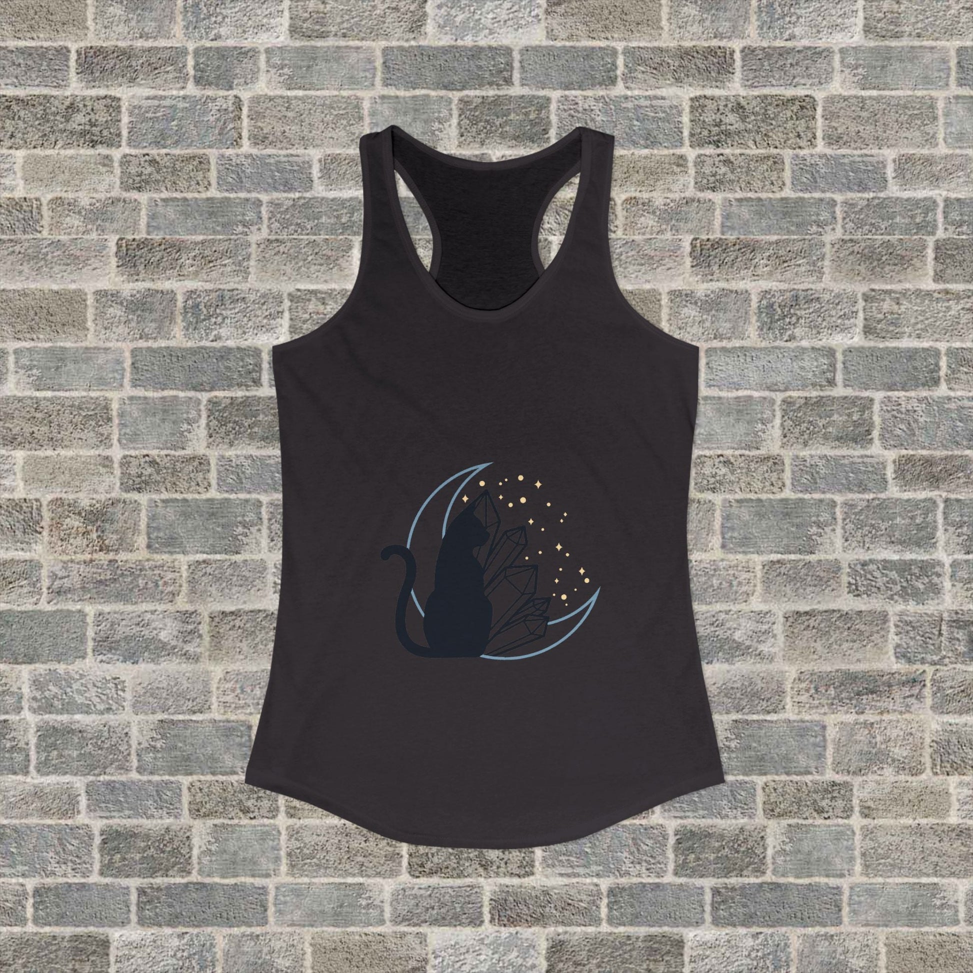 Women's Ideal Racerback Tank with Lunar Cat and Crystals Printify