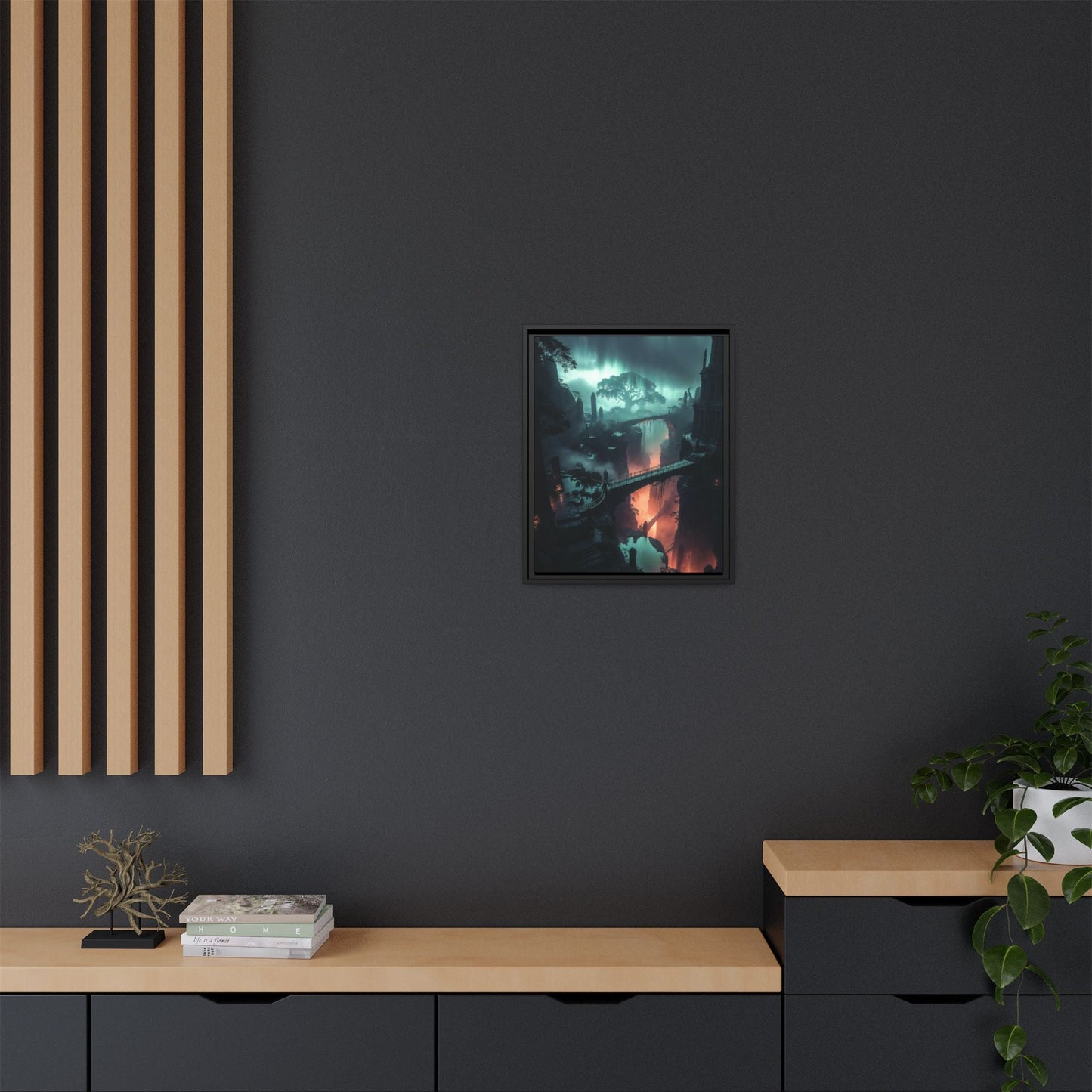 Mysterious Fantasy Canyon Matte Canvas Framed | Landscape Wall Art Printify