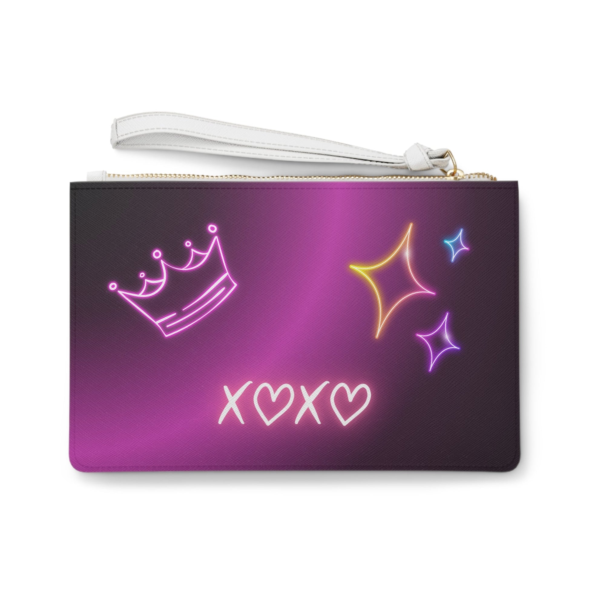 Neon Doodles Clutch Bag | Stay Weird, XOXO, Smiley Faces Printify