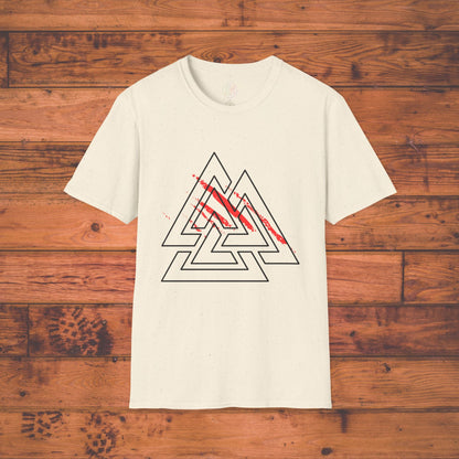 Valknut Rune T-Shirt, Distressed Norse Symbol Tee Printify