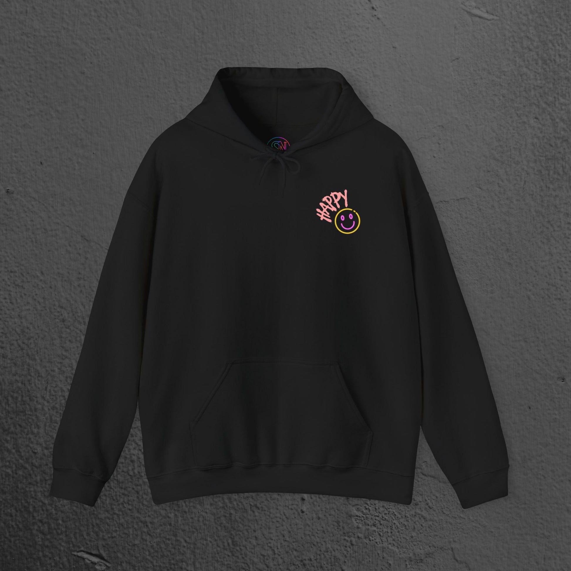 Neon Smiley Face Collage Hoodie Printify