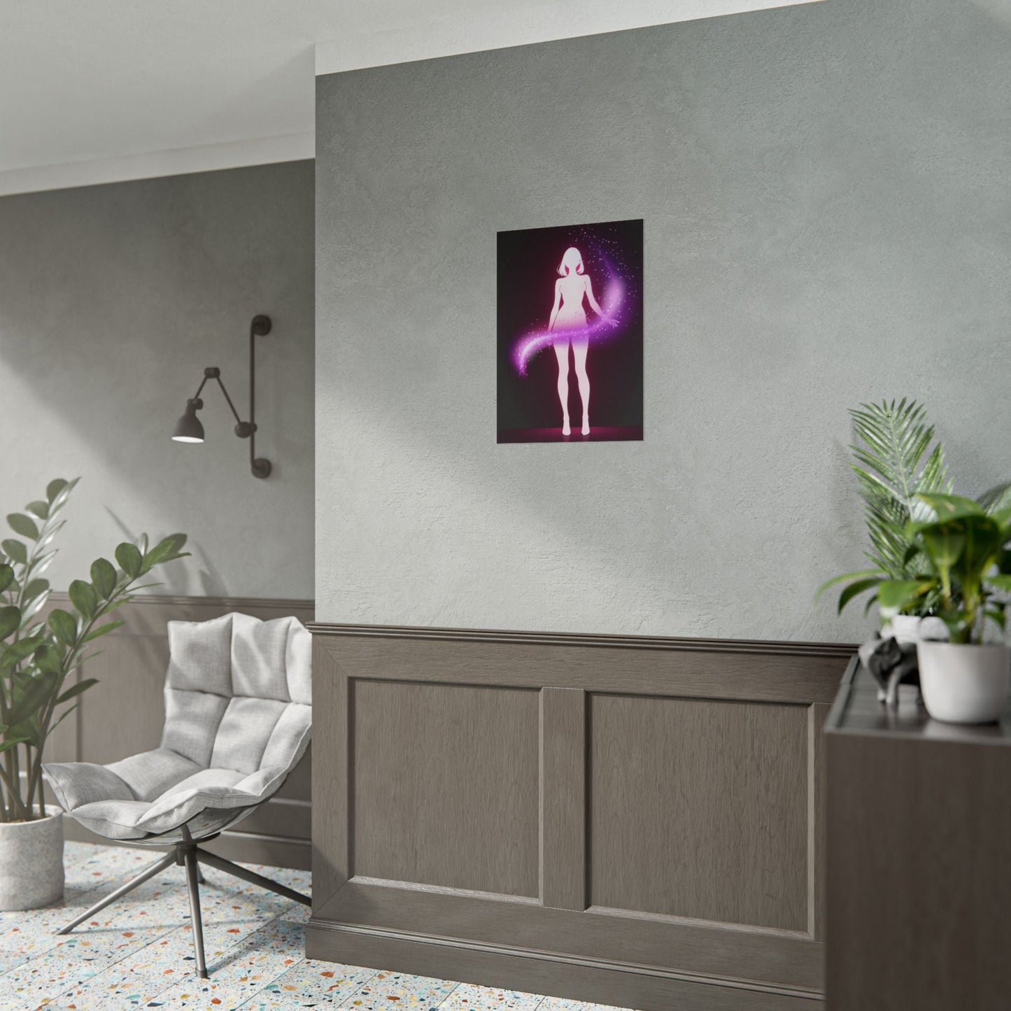 Magic Aura Poster — Pink Silhouette Fantasy Wall Art (Rolled Poster) Printify