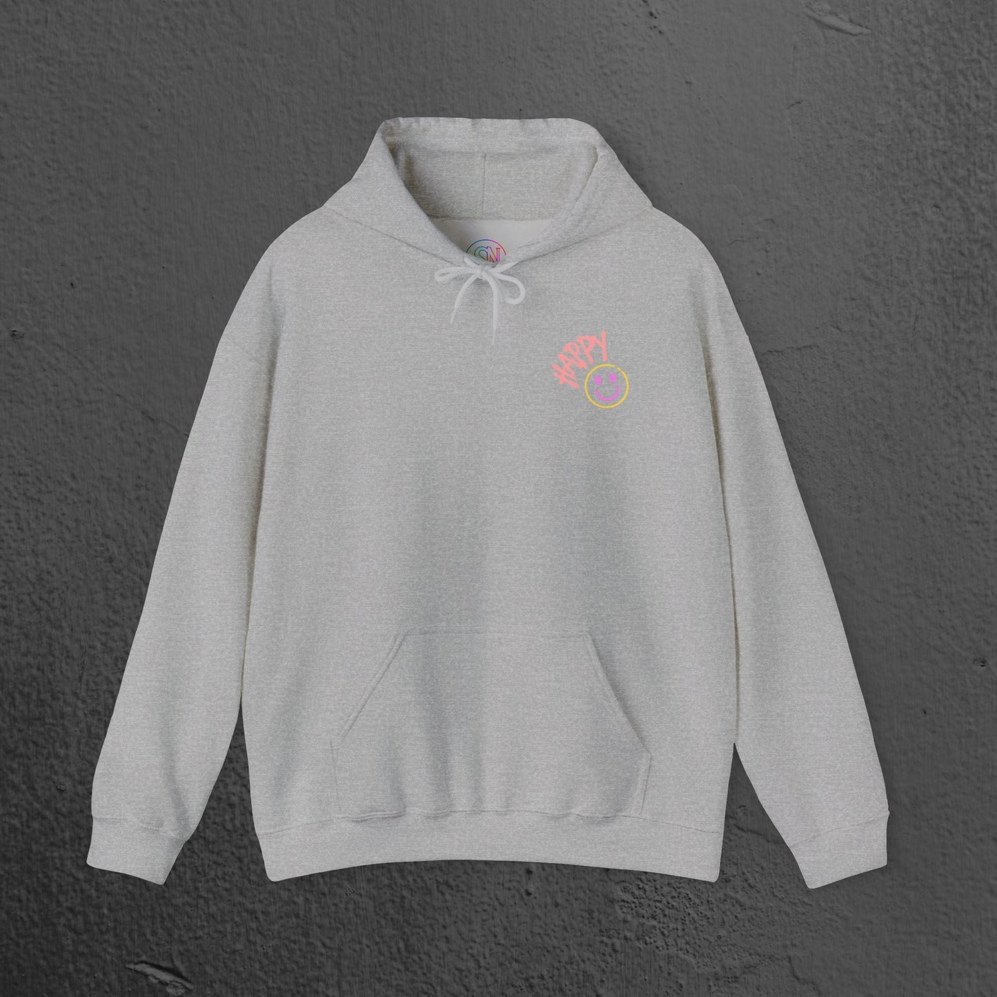 Neon Smiley Face Collage Hoodie Printify