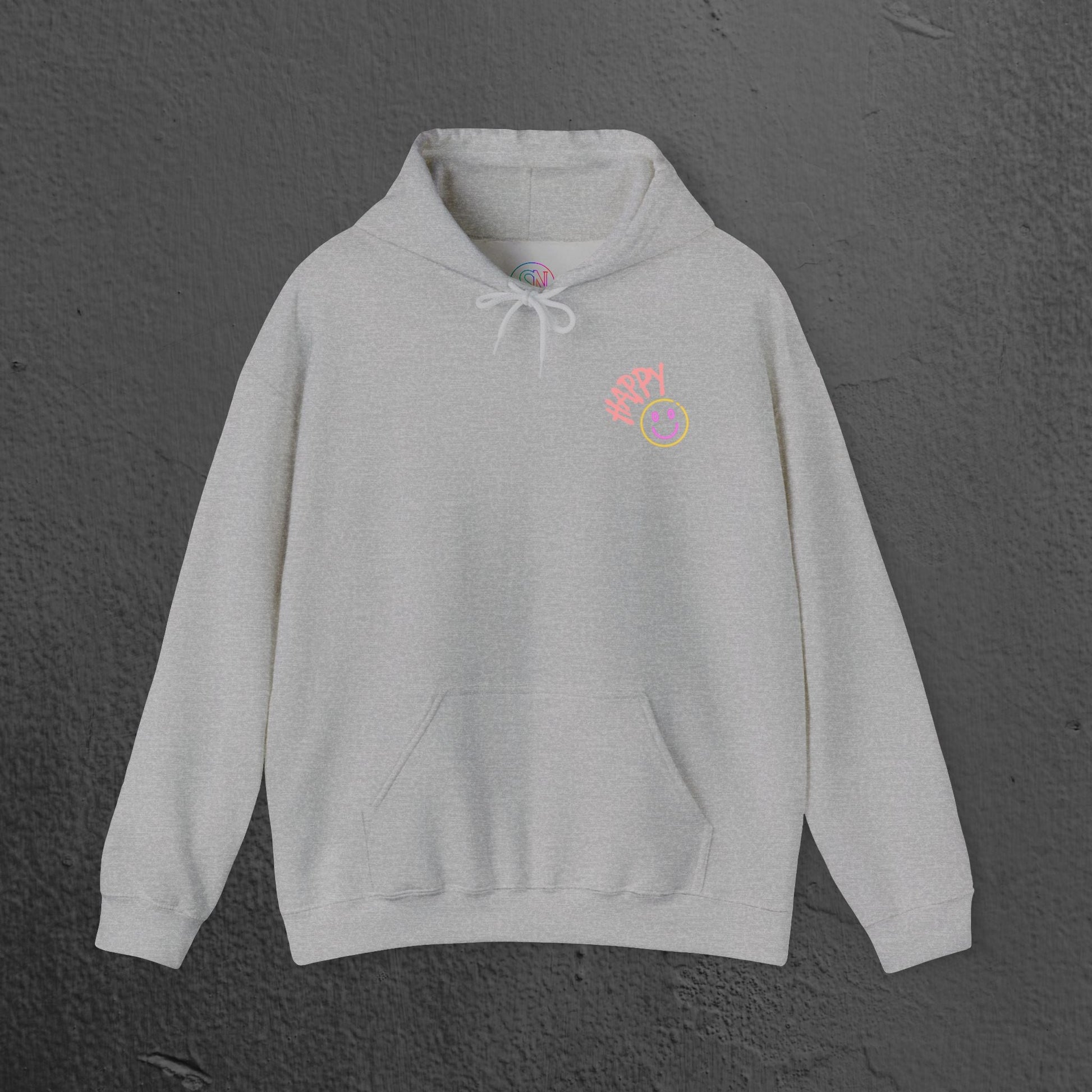 Neon Smiley Face Collage Hoodie Printify