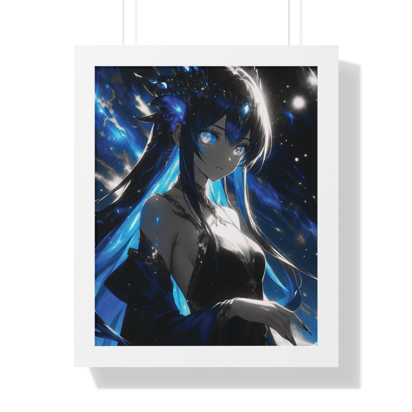Blue Galaxy Anime Girl Framed Poster With Acrylic Cover Printify