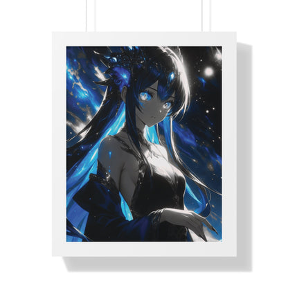 Blue Galaxy Anime Girl Framed Poster With Acrylic Cover Printify
