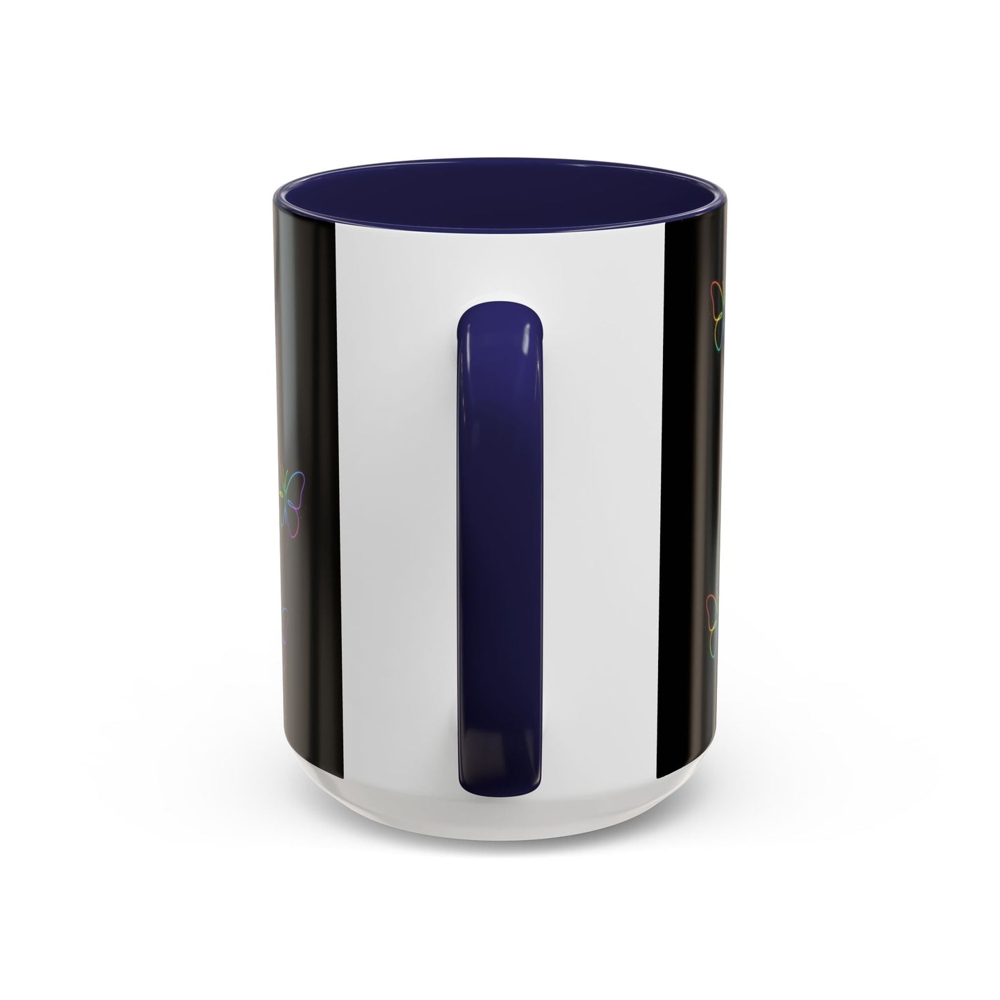 Rainbow Neon Butterfly Mug | Black Accent Coffee Mug Printify