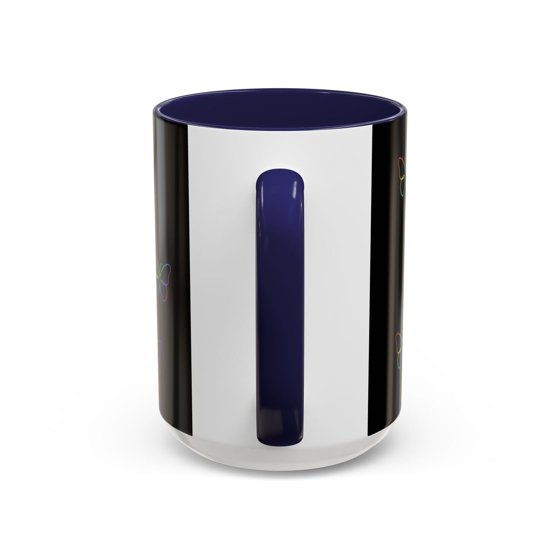 Rainbow Neon Butterfly Mug | Black Accent Coffee Mug Printify