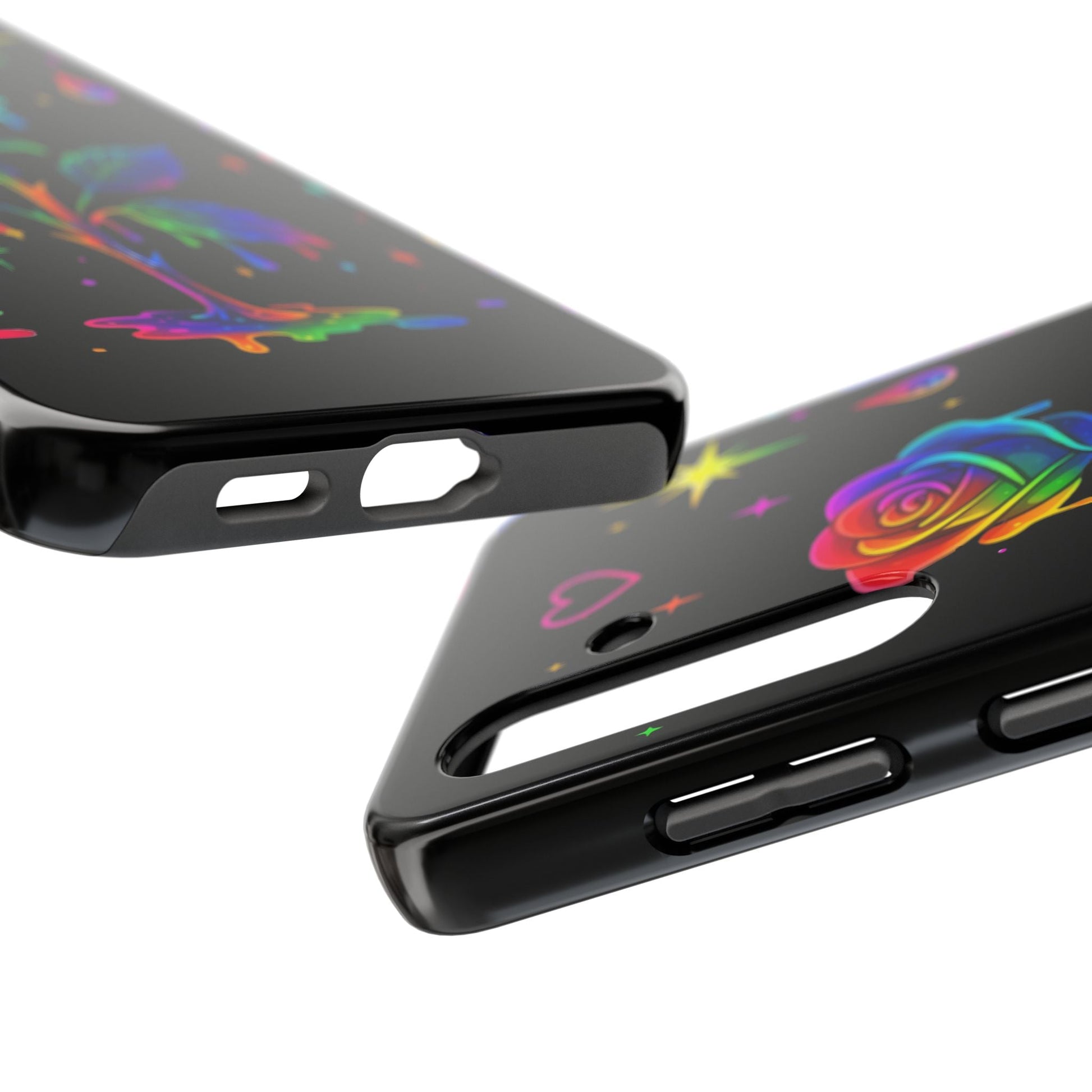 Rainbow Dripping Rose Phone Case | Tough Phone Cases Printify