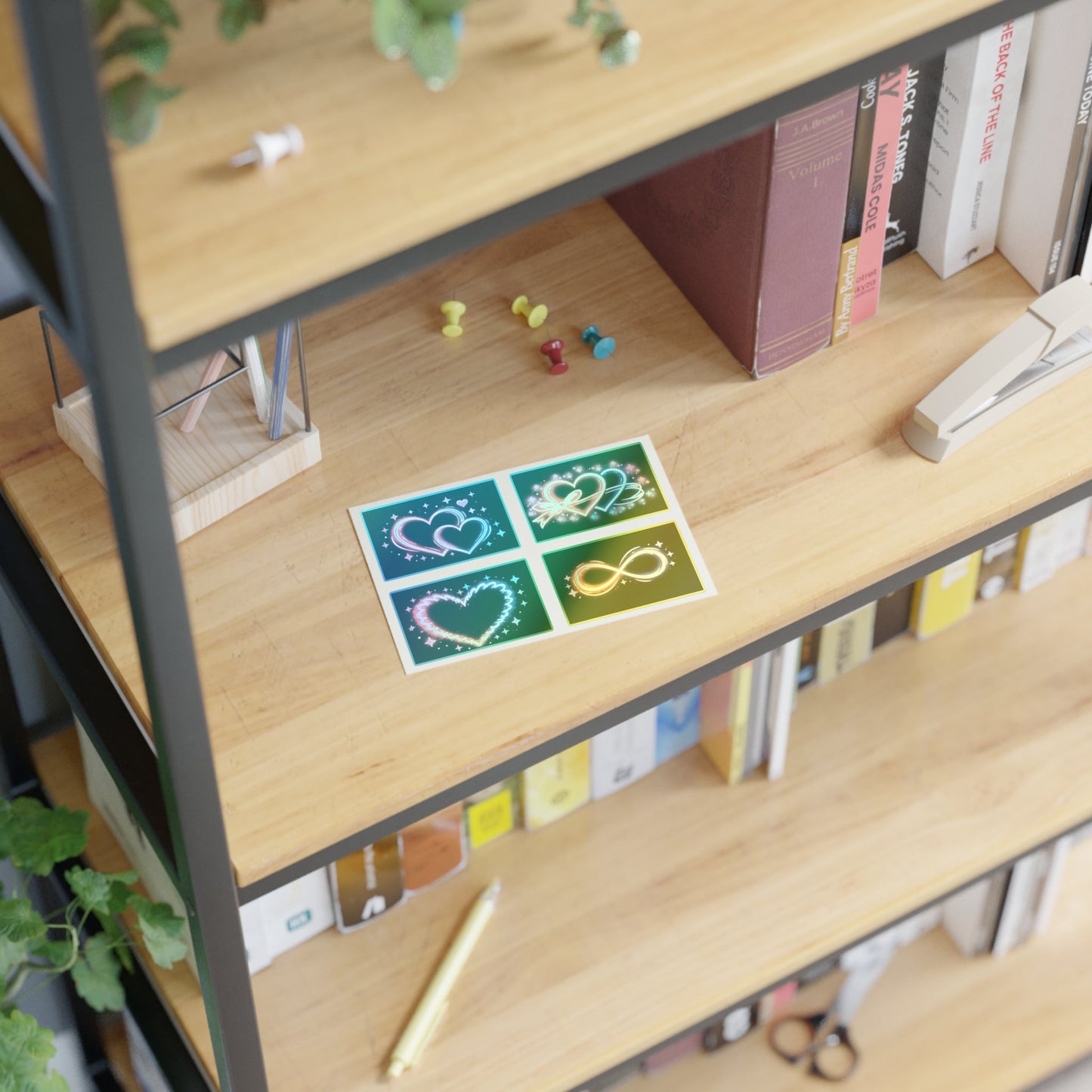 Neon Hearts Sticker Sheet Printify