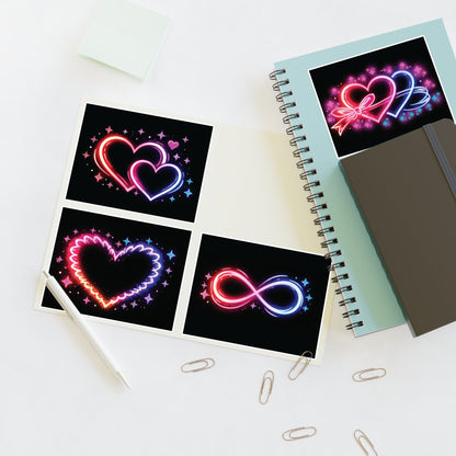 Neon Hearts Sticker Sheet Printify