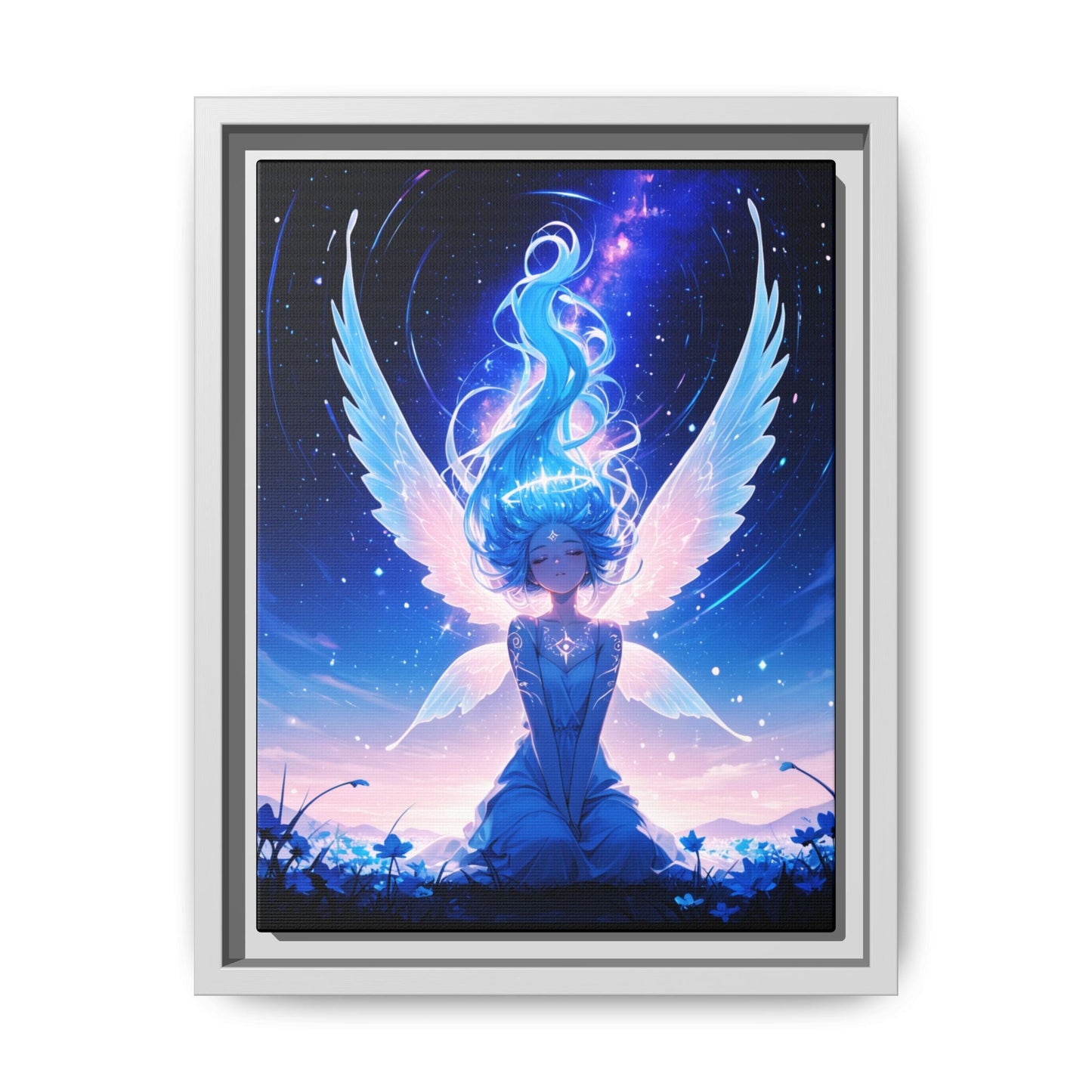 Blue Angel Fantasy Artwork framed canvas | Matte Canvas Printify