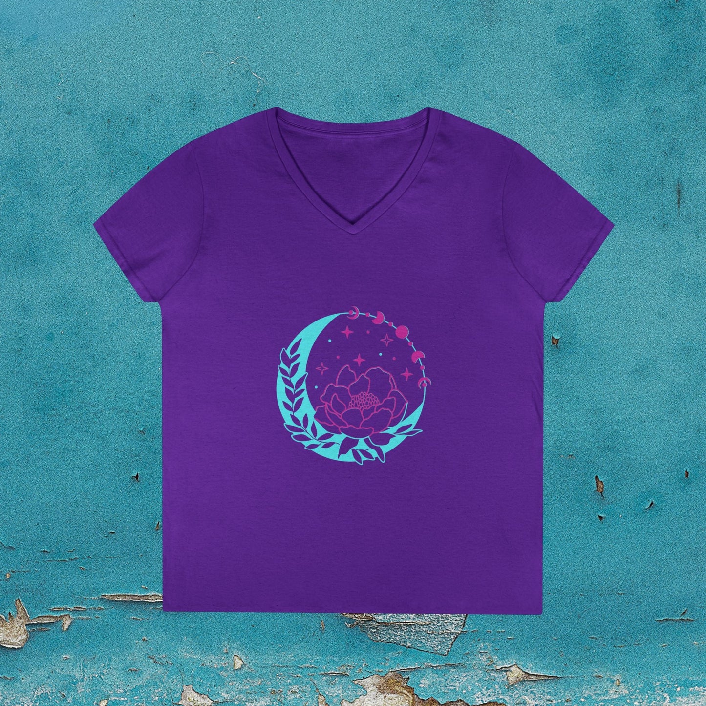 Lotus Moon V‑Neck T‑Shirt Printify