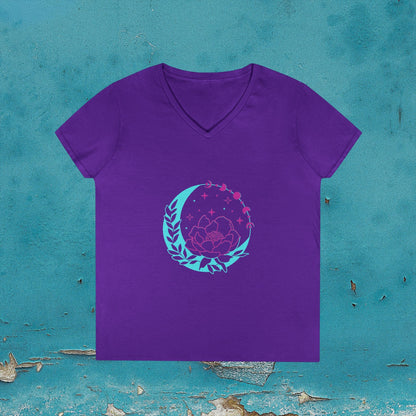 Lotus Moon V‑Neck T‑Shirt Printify