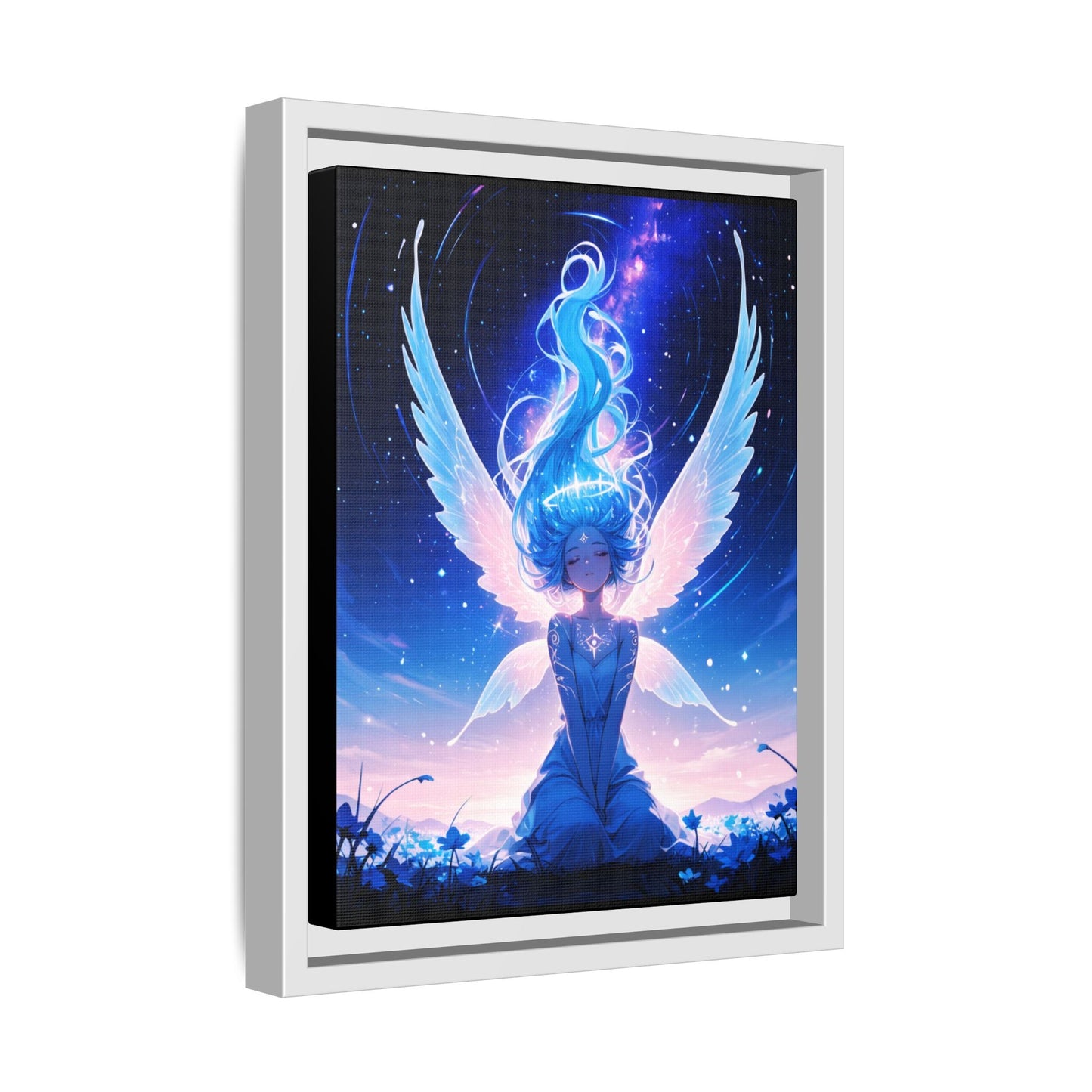 Blue Angel Fantasy Artwork framed canvas | Matte Canvas Printify