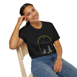 Cosmic Guardian T-Shirt — Mystical Cat Moon Phase Tee