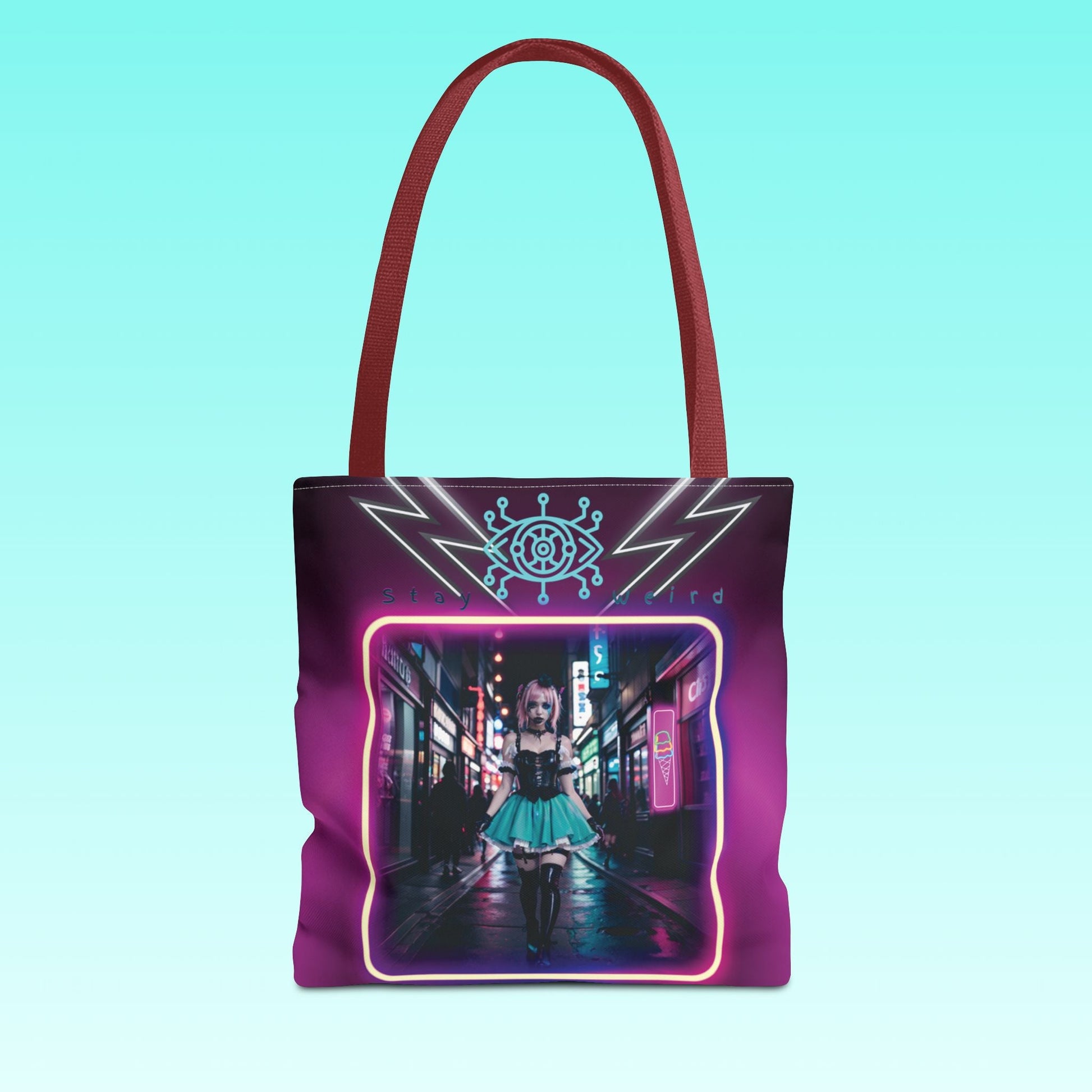 Neon Cyberpunk Girl Tote Bag Printify