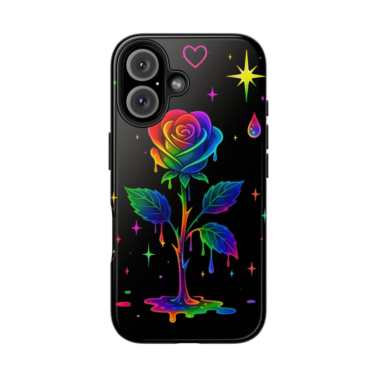 Rainbow Dripping Rose Phone Case | Tough Phone Cases Printify