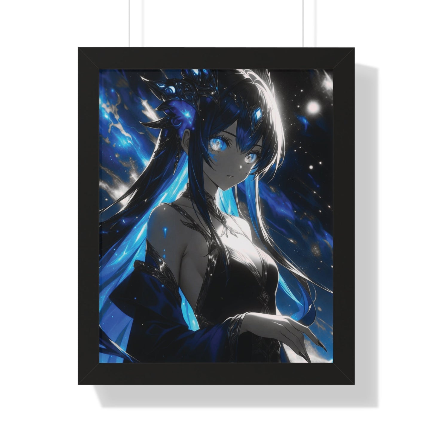 Blue Galaxy Anime Girl Framed Poster With Acrylic Cover Printify