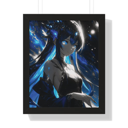 Blue Galaxy Anime Girl Framed Poster With Acrylic Cover Printify