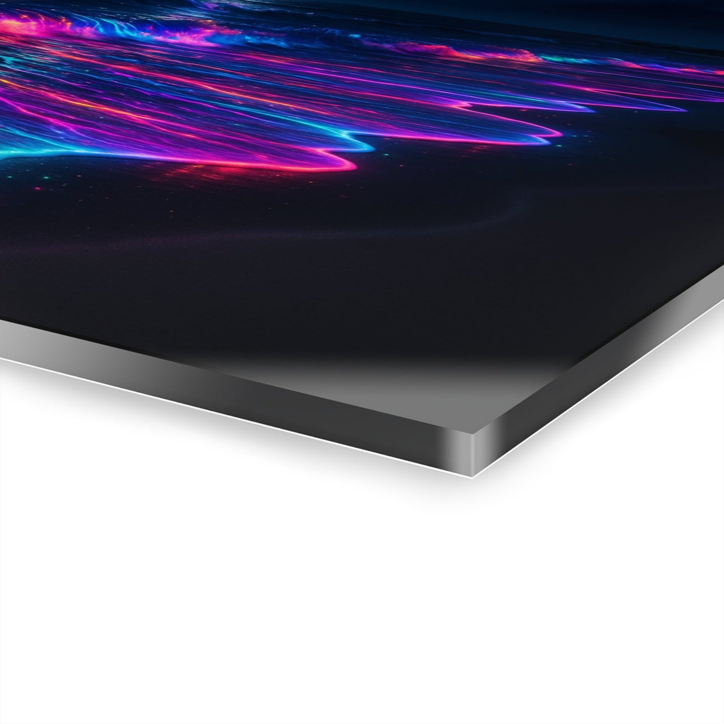 Neon Bioluminescent Waves Acrylic Print | French Cleat Hanging Printify