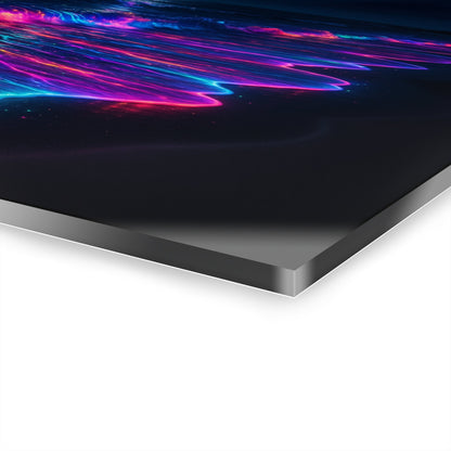 Neon Bioluminescent Waves Acrylic Print | French Cleat Hanging Printify