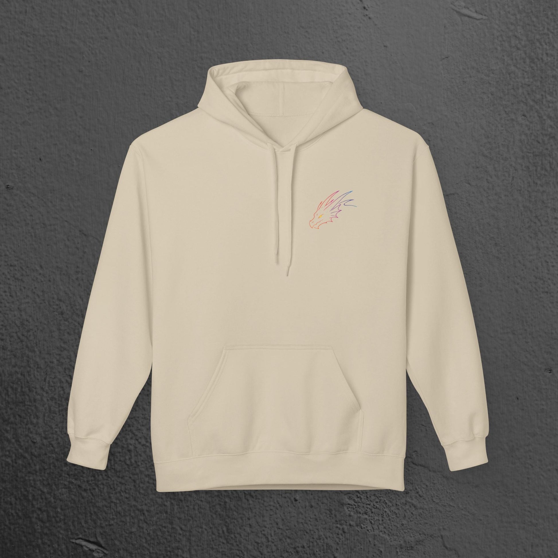 Neon Line Art, Rainbow Dragon Hoodie Printify