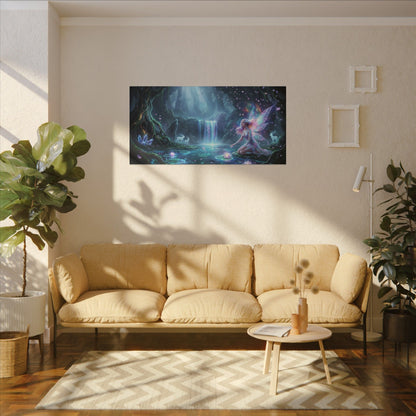 Moonlit Fairy Waterfall Canvas | Stretched Matte Wall Art Printify