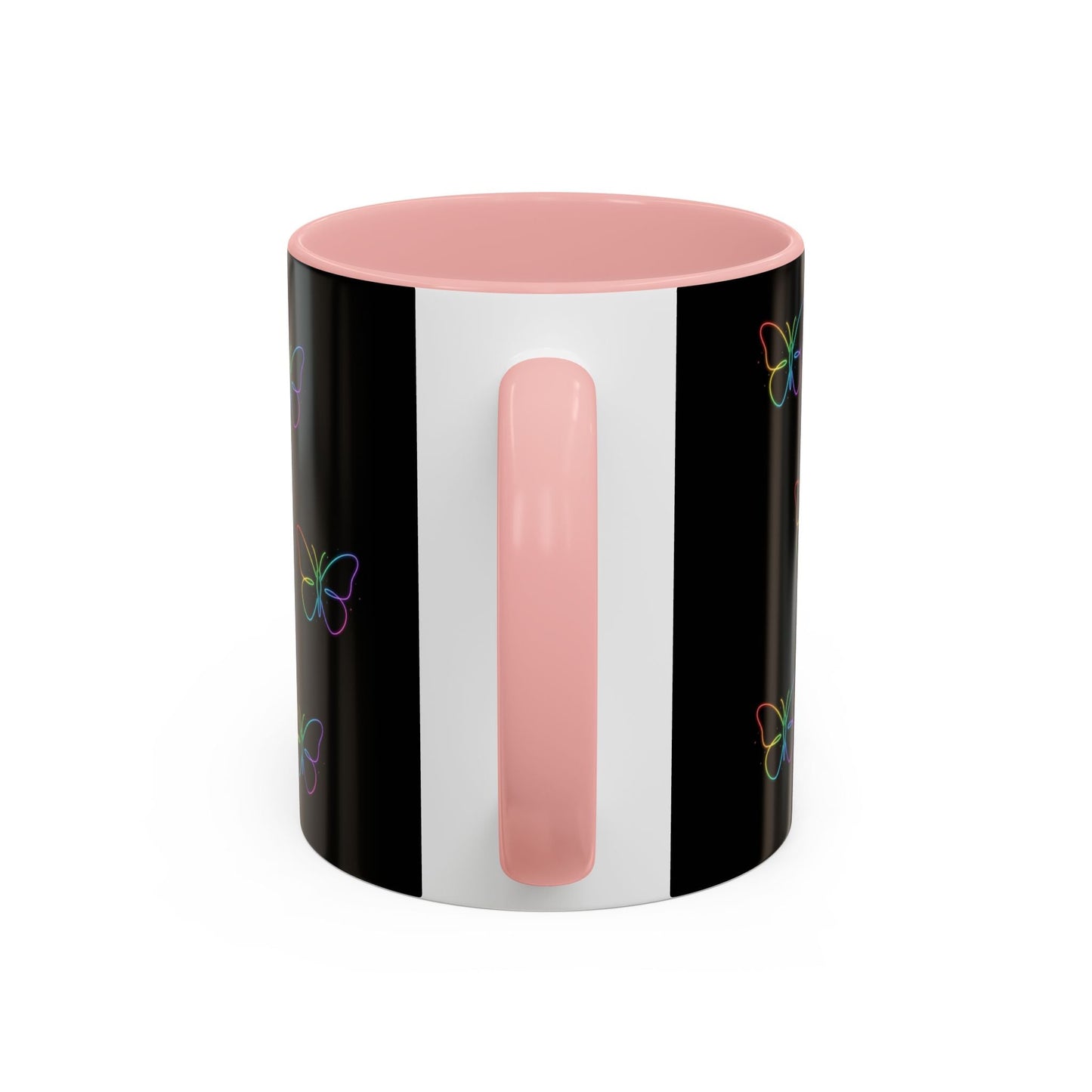 Rainbow Neon Butterfly Mug | Black Accent Coffee Mug Printify