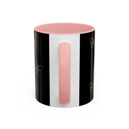 Rainbow Neon Butterfly Mug | Black Accent Coffee Mug Printify