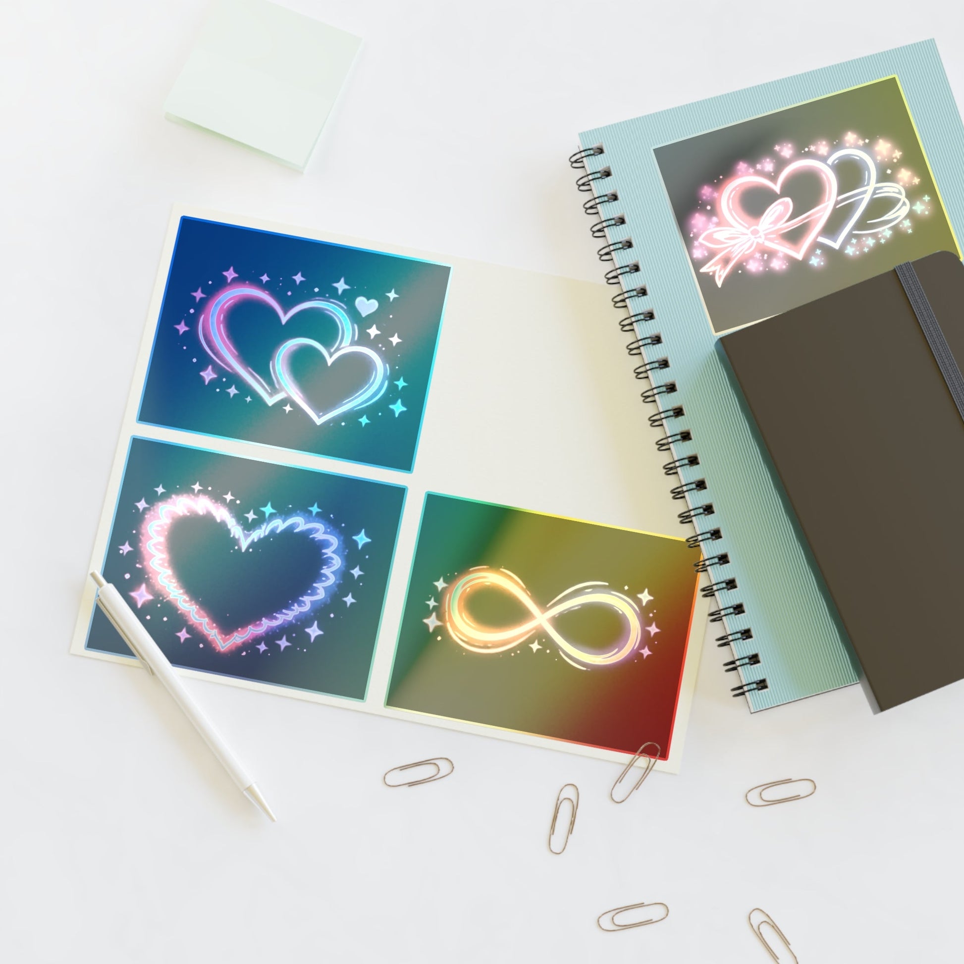 Neon Hearts Sticker Sheet Printify