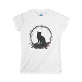 Floral Portal Black Cat Short Sleeve Women's Tee