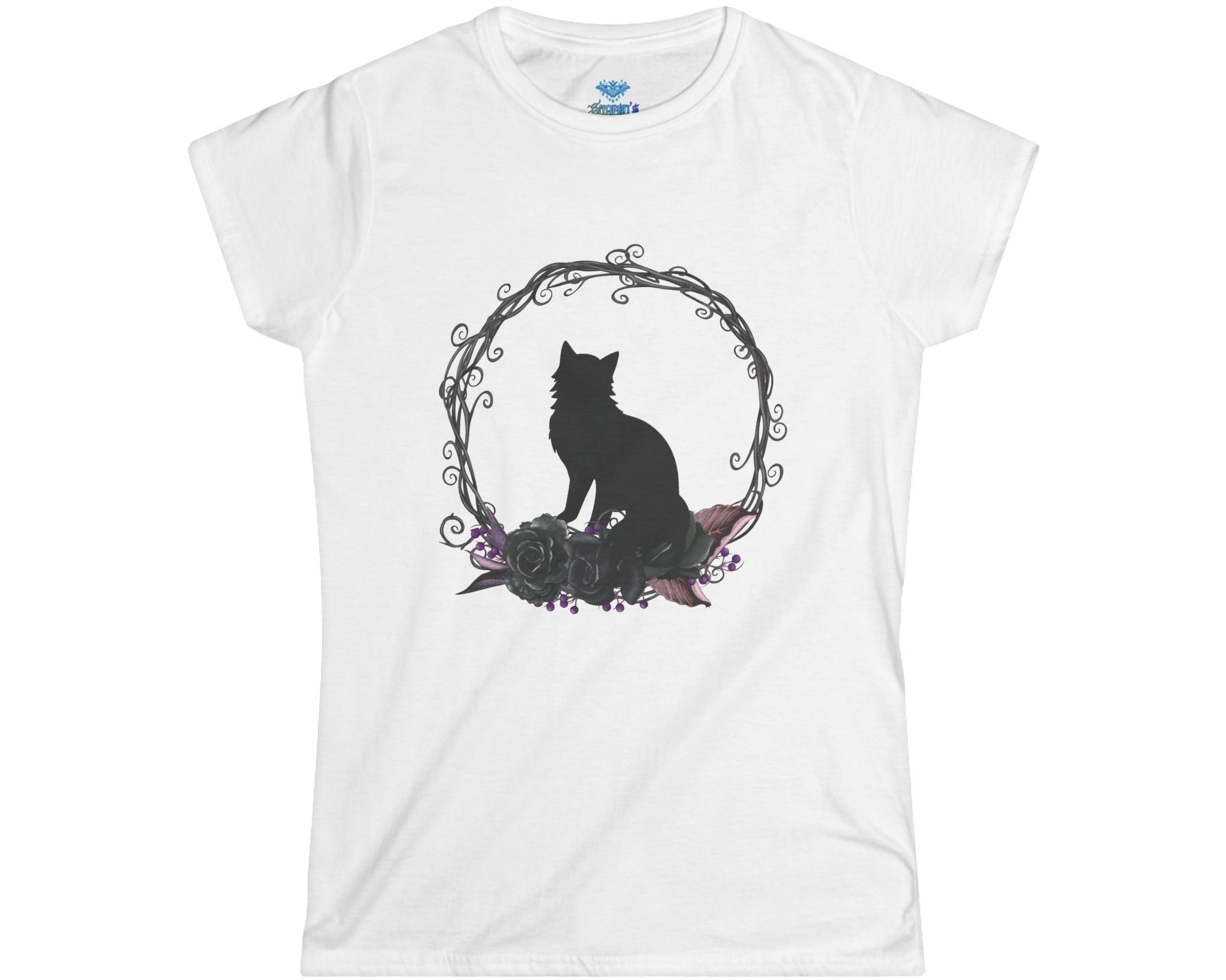 Floral Portal Black Cat Short Sleeve Women's Tee