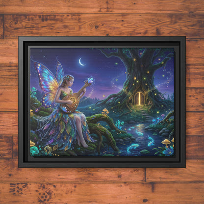 Fairy Musician Painting, Matte Canvas Framed Fantasy Wall Art Printify