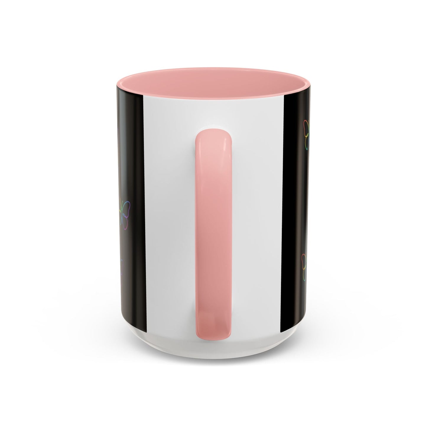 Rainbow Neon Butterfly Mug | Black Accent Coffee Mug Printify