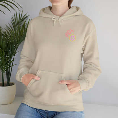 Neon Smiley Face Collage Hoodie Printify