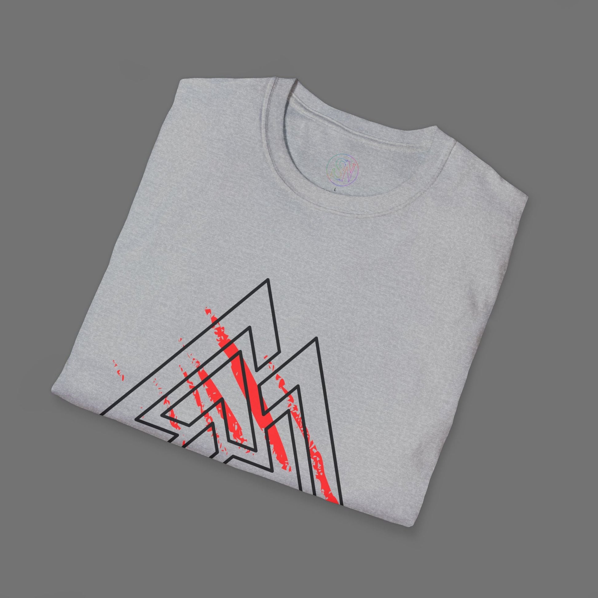 Valknut Rune T-Shirt, Distressed Norse Symbol Tee Printify