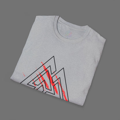 Valknut Rune T-Shirt, Distressed Norse Symbol Tee Printify