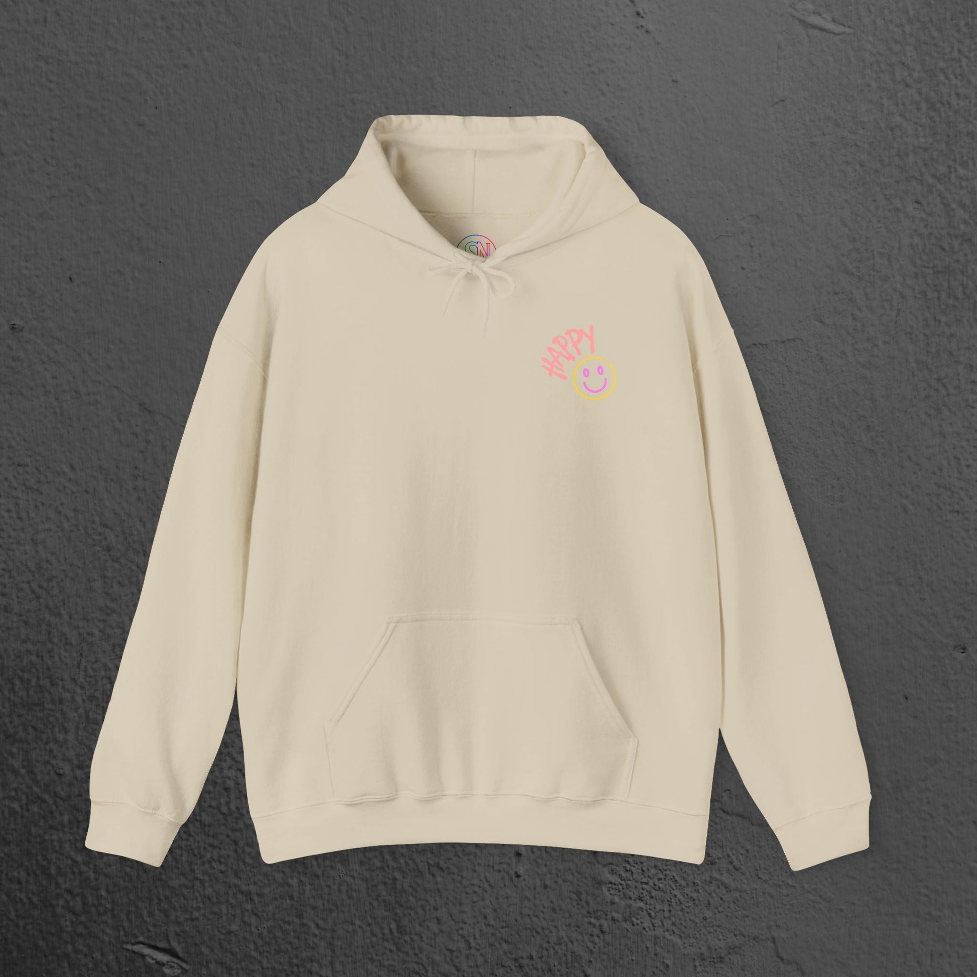 Neon Smiley Face Collage Hoodie Printify