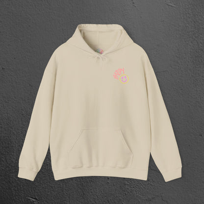 Neon Smiley Face Collage Hoodie Printify