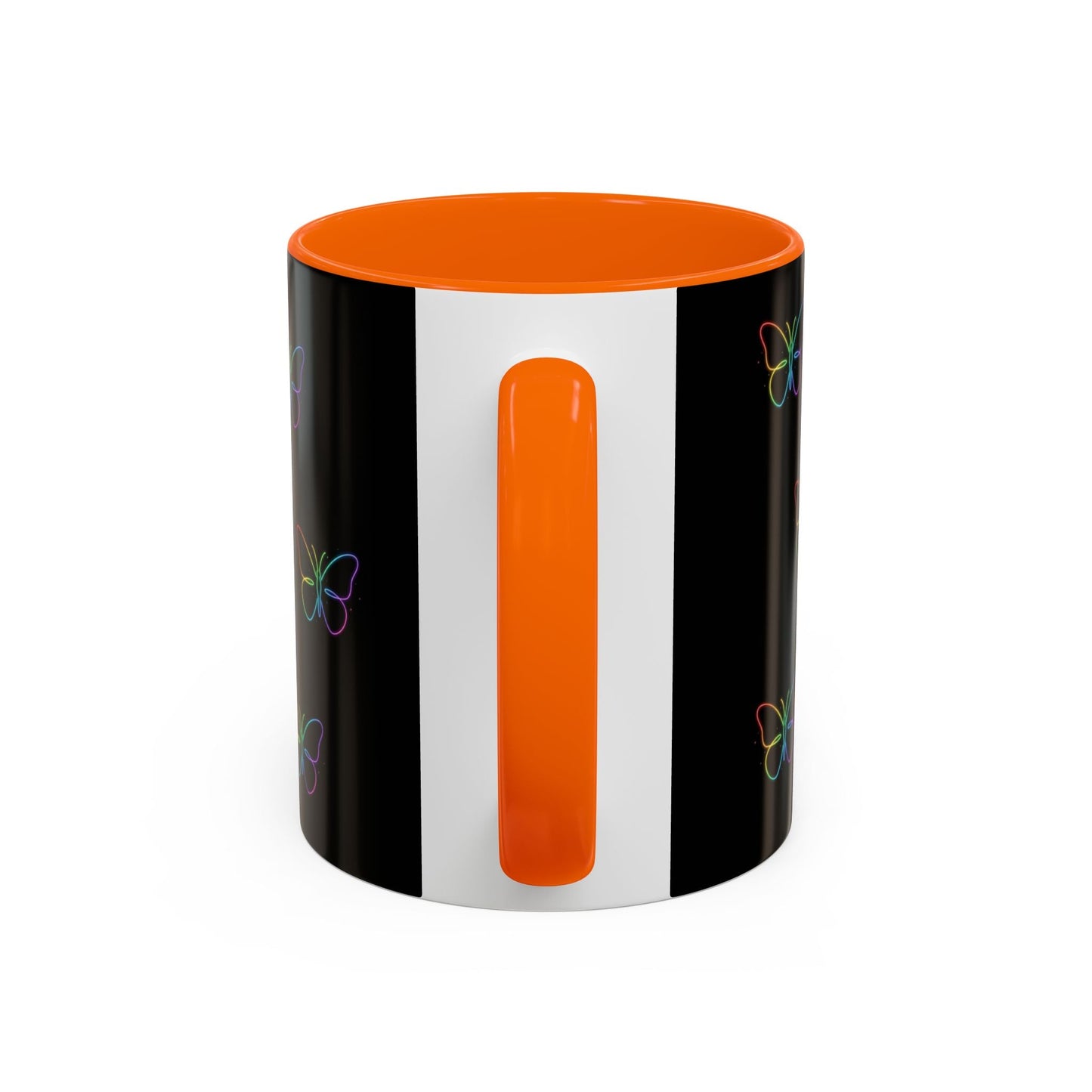 Rainbow Neon Butterfly Mug | Black Accent Coffee Mug Printify