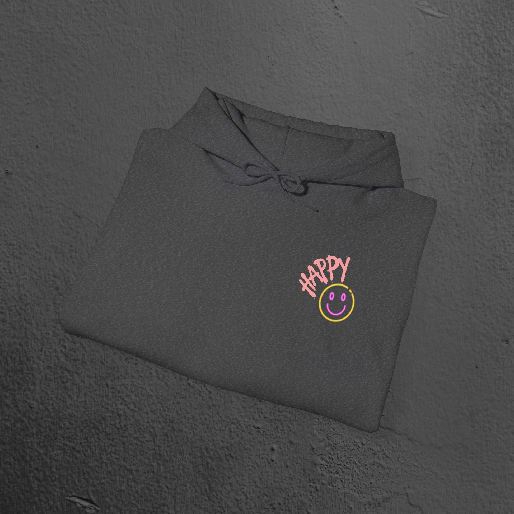 Neon Smiley Face Collage Hoodie Printify